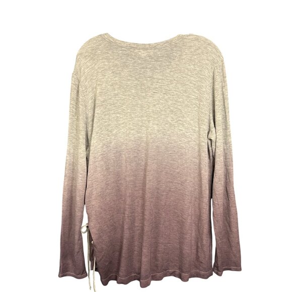 Soft Long Sleeve V-Neck Top With Adjustable Side Tie Detail L - Picture 2 of 7